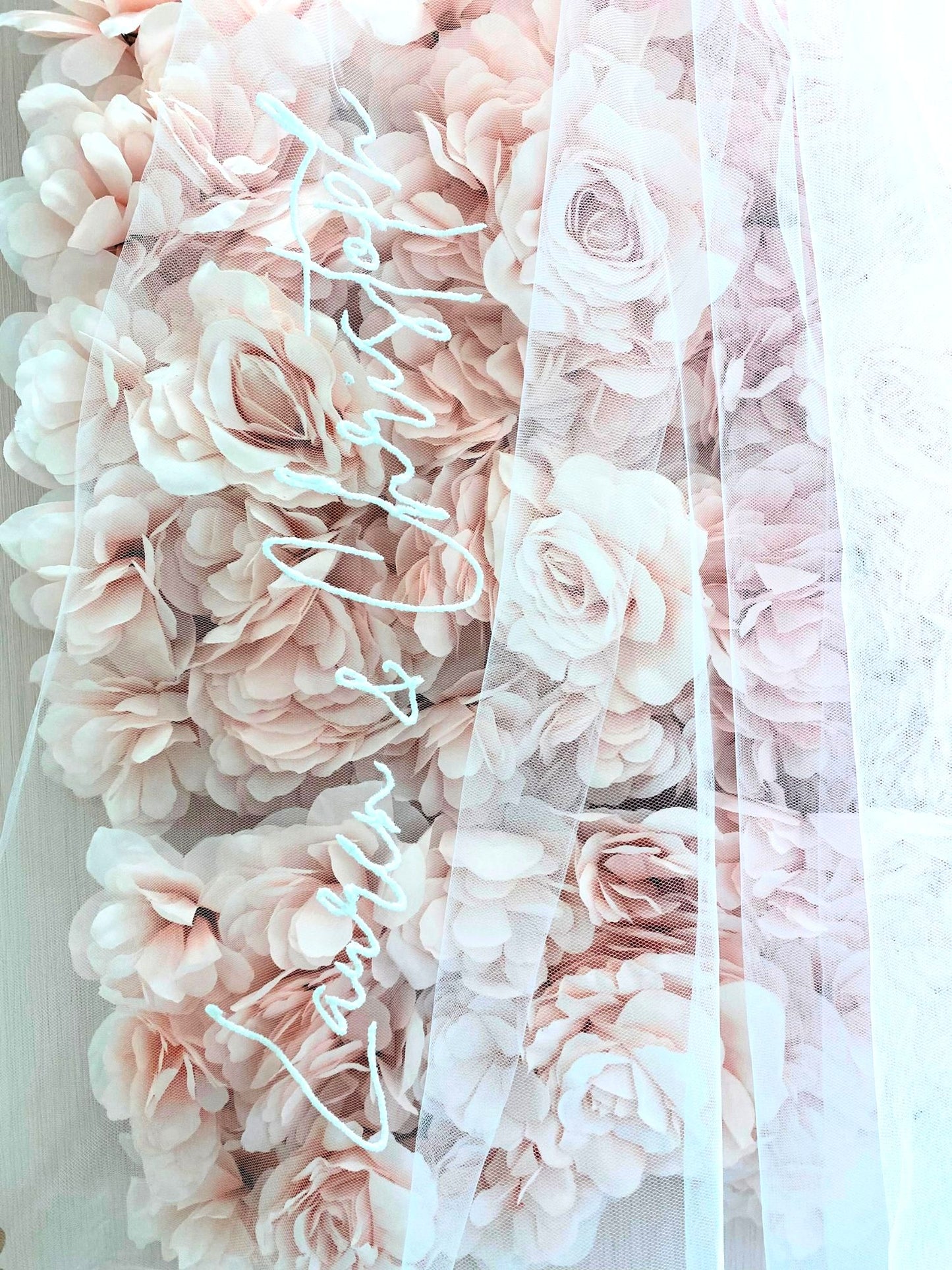 Voile brodé personnalisé - Voile de mariage brodé à un niveau avec n'importe quel texte