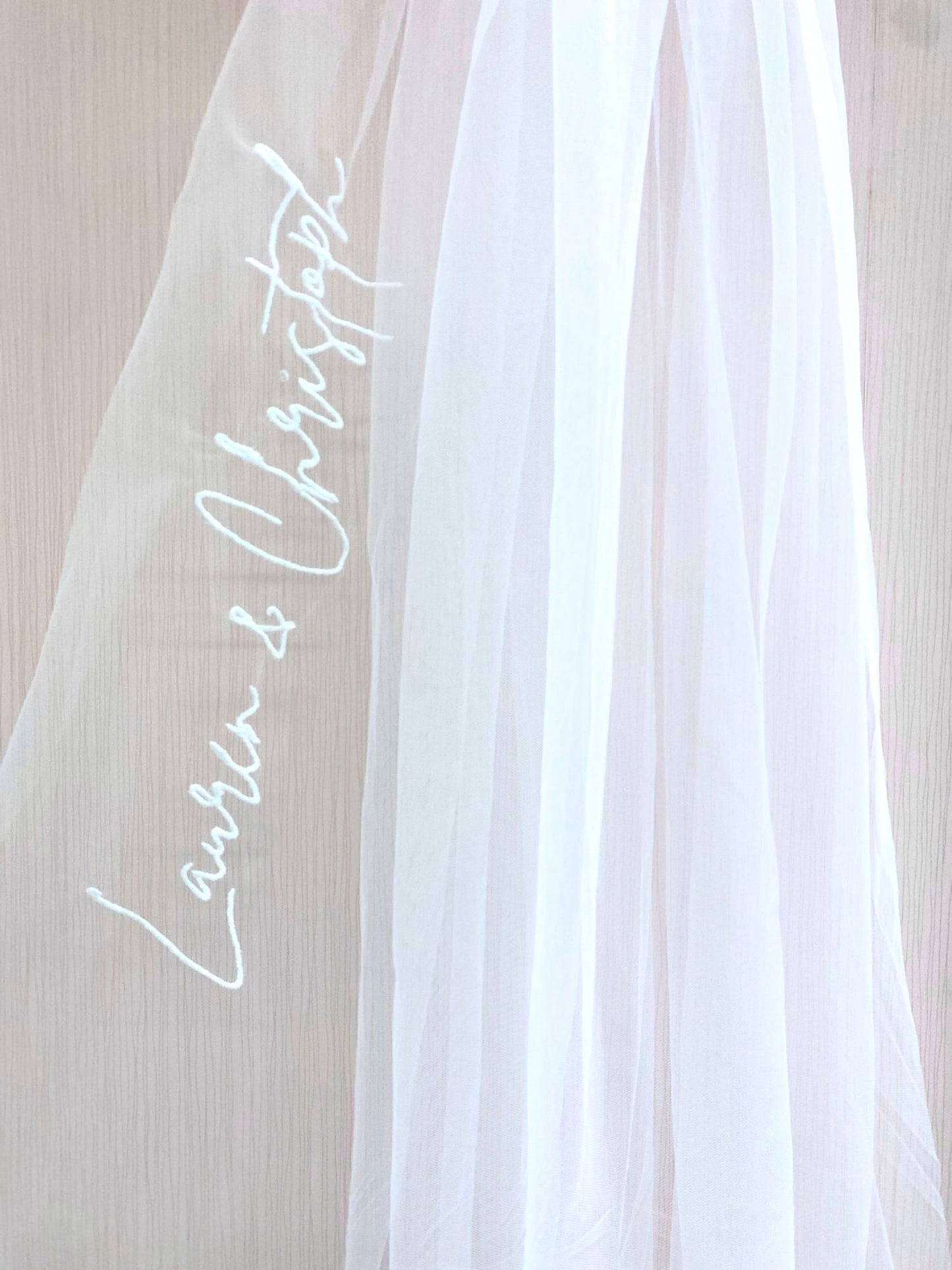 Voile brodé personnalisé - Voile de mariage brodé à un niveau avec n'importe quel texte