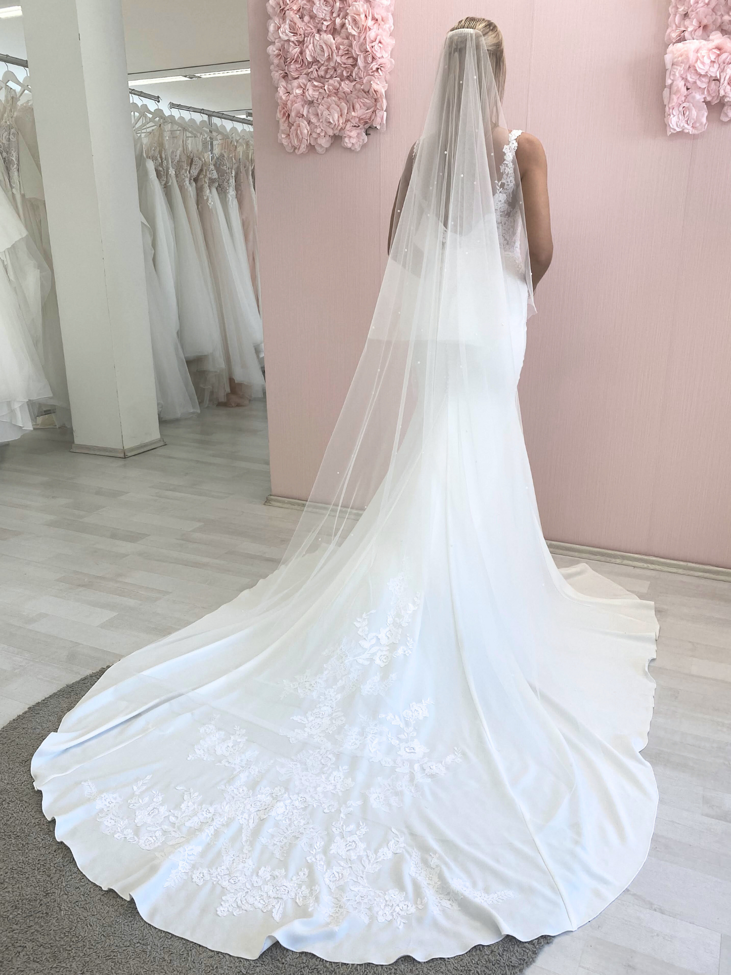 Pearl Veil with Blusher, Two Tier Scattered Veil with Pearls