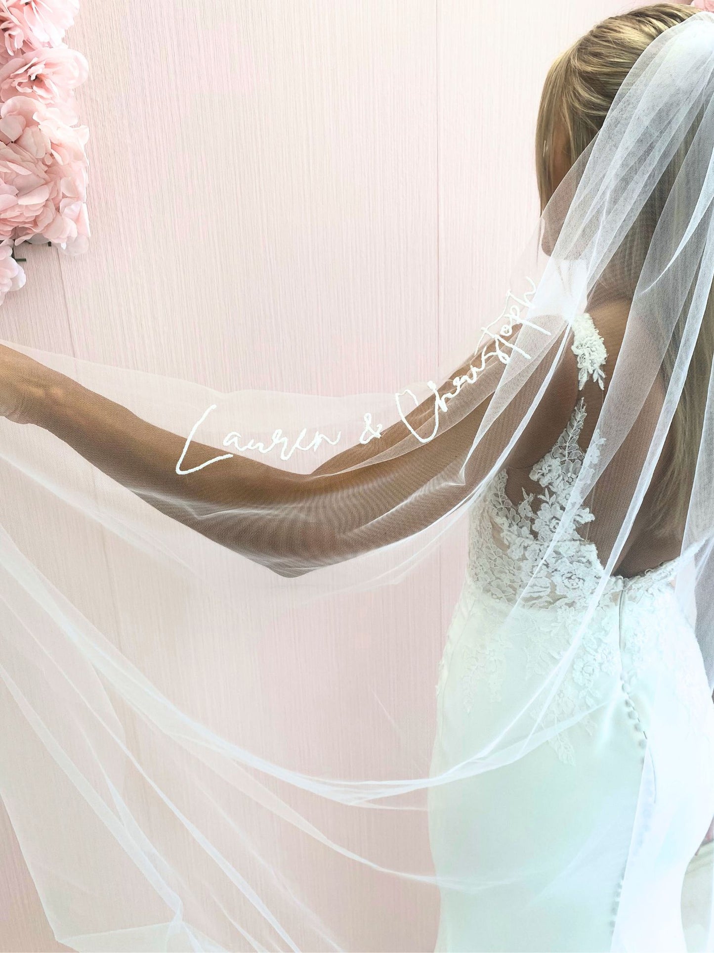 Voile brodé personnalisé - Voile de mariage brodé à un niveau avec n'importe quel texte