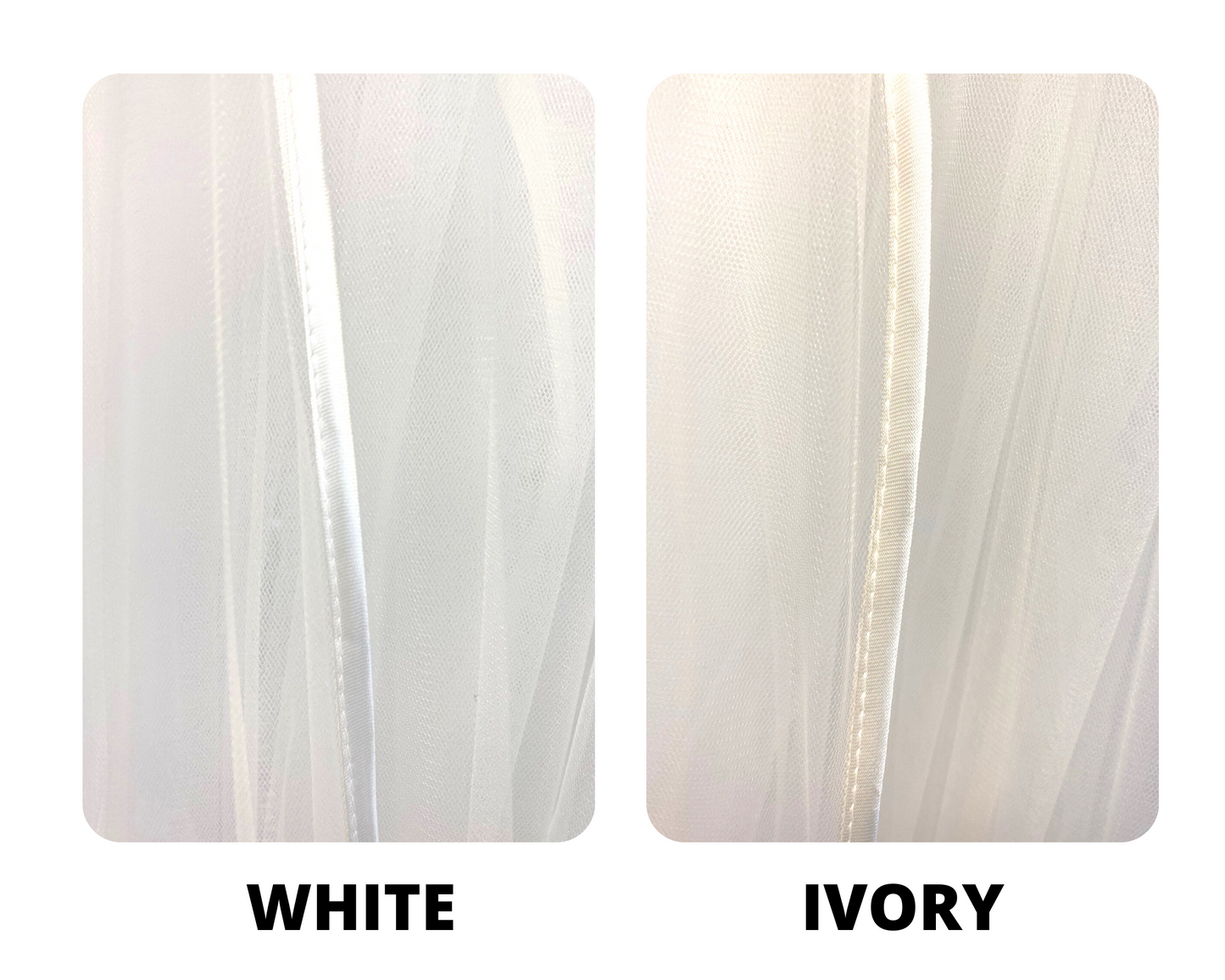 Satin Wedding Veil, Mid Hip Lenght Two Tier Wedding Veil with Satin Edge