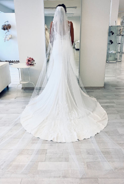 Voile de mariée simple en tulle à une tiare