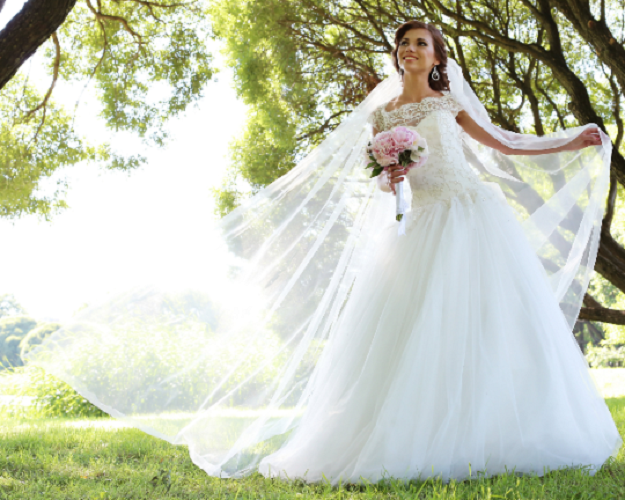 Voile de mariée simple en tulle à une tiare