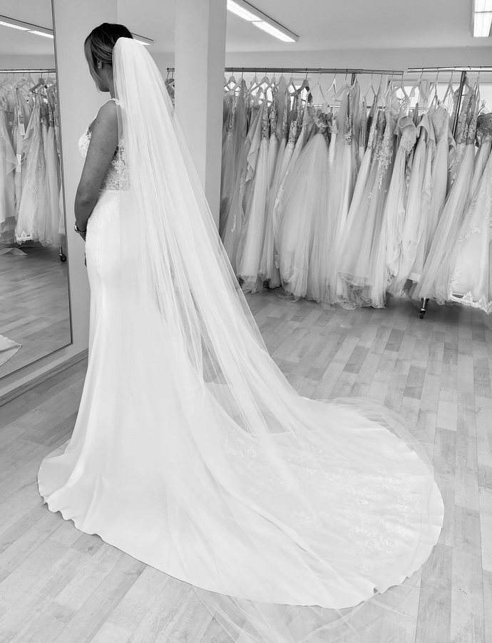 Voile de tulle doux élégant à deux diadèmes
