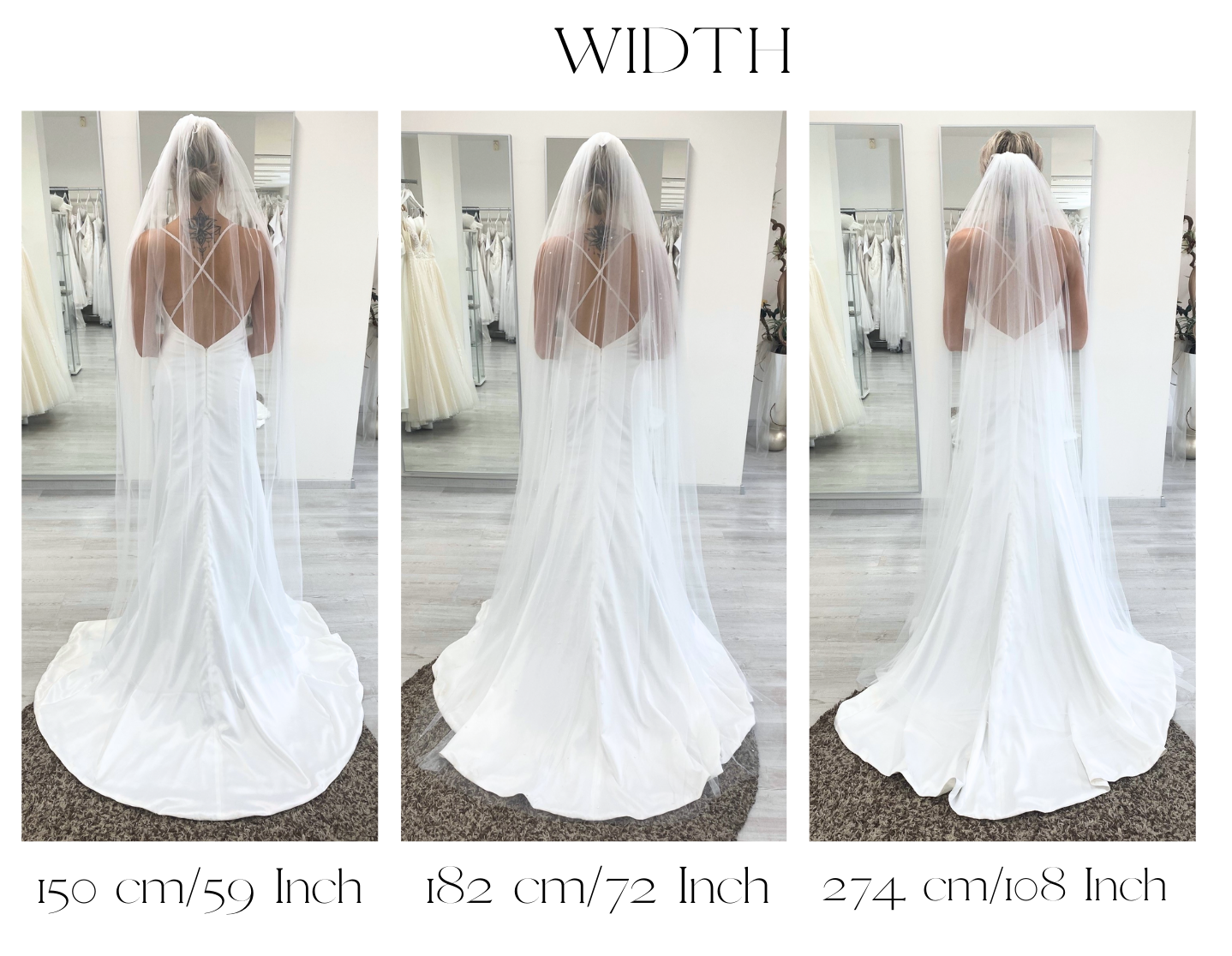 Classic Cathedral Veil with Blusher |  White / 30 Inches / 120 Long 72 Wide Inches